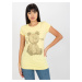 Light yellow fitted T-shirt with teddy bear application