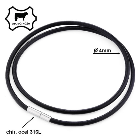 Kožený hladký náhrdelník 45-60cm - 4mm