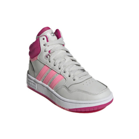 Juniorská rekreačná obuv ADIDAS Hoops 3.0 Mid K grey one beam pink team real magenta