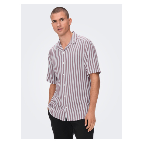 ONLY & SONS Pink & White Men's Striped Short Sleeve Shirt ONLY & SON - Men