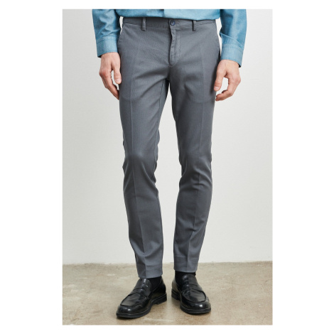 ALTINYILDIZ CLASSICS Men's Grey-blue Slim Fit Slim Fit Dobby Flexible Casual Trousers