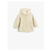 Koton Plush Lined Wool Blend Hooded Coat With Button Fastening.