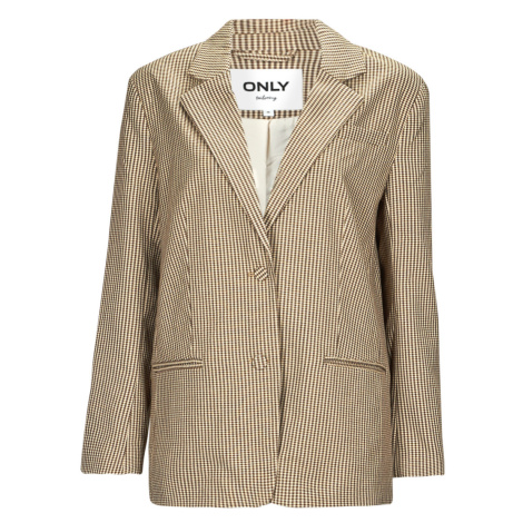 Only  ONLMOLLY L/S OVS CHECK BLAZER TLR  Bundy Béžová