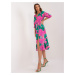 Green and fuchsia neckline dress RUE PARIS