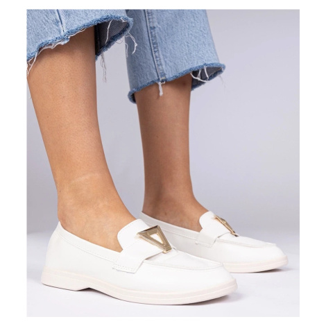 marka niezdefiniowana White women's moccasins with elegant decoration Viletta