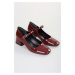 Shoeberry Women's Noua Burgundy Patent Leather Heeled Shoes