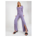 Women's purple knitted trousers with slit