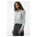 Trendyol Grey Oversize/Wide Pattern Boucle Polo Collar Coat-Look Knitwear Cardigan