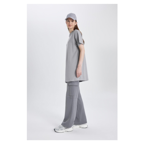 DEFACTO Wide Leg Wide Leg Cargo Pocket Basic Plain Sweatpants