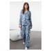 Trendyol Blue-Multicolored Floral Viscose Woven Pajama Set