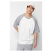 Trendyol Gray Oversize Pocket Color Block 100% Cotton T-Shirt