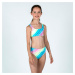 Dievčenské plavky 500 Boa spodný diel Rainbow pruhy tyrkysové