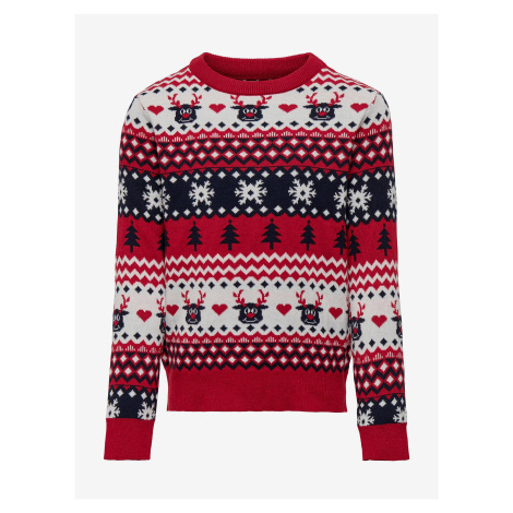 Červený dievčenský vzorovaný vianočný sveter ONLY Xmas
