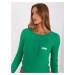Green fitted, ribbed long-sleeved blouse