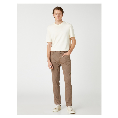 Koton Slim Fit Trousers 5 Pockets Buttoned Textured