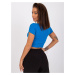 MODRÝ DÁMSKY CROP TOP S KRÁTKYMI RUKÁVMI RV-TS-7538.12P-BLUE