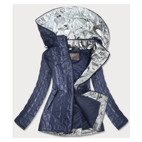 Svetlo modrá dámska bunda s ozdobnými vsadkami (MM50)