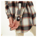 Blancheporte Kockovaná košeľová bunda, česaný flanel khaki/čierna