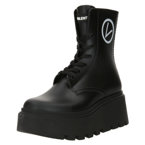 Valentino Shoes Šnurovacie členkové čižmy  svetlosivá / čierna