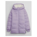 Svetlo fialová dievčenská zimná prešívaná bunda s kapucňou GAP