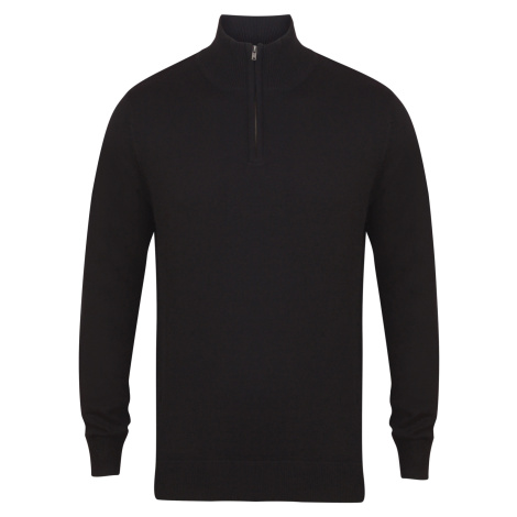 Henbury Pánsky sveter so zipsom H729 Black