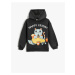 Koton Hooded Sweatshirt Cat Printed Long Sleeve Ribbon