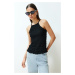 Trendyol Black Textured Plain Slim Halter Neck Strap Knitted Blouse