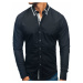Čierna pánska elegantá košeľa s dlhými rukávmi BOLF 3704-1