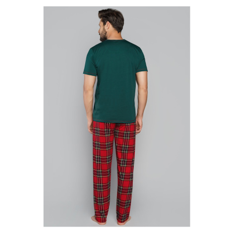 Pánske pyžamo Italian Fashion Narvik - dlhé nohavice Zelená