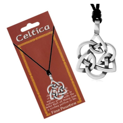 Šnúrkový náhrdelník, patinovaný prívesok striebornej farby - keltský uzol