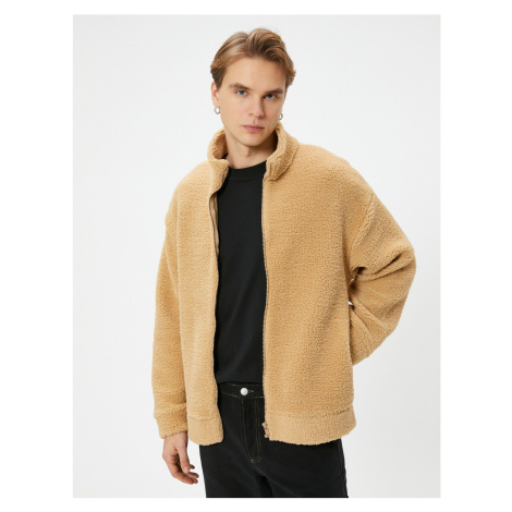 Koton Plush Sweatshirt Zipper High Neck Soft Textured