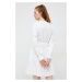 Bavlnené šaty Tommy Hilfiger biela farba, mini, áčkový strih