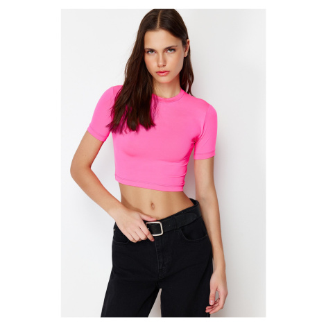 Trendyol Pink Short Sleeve Crew Neck Flexible Knitted Blouse