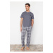 Trendyol Anthracite Regular Fit Plaid Knitted Pajama Set