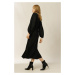 Šaty Ivy & Oak MANON čierna farba, midi, áčkový strih
