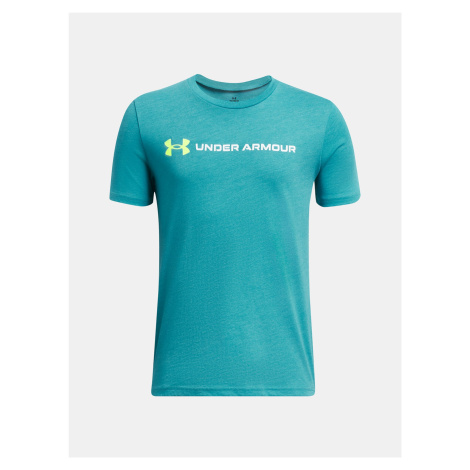 Modré tričko Under Armour UA B LOGO WORDMARK SS