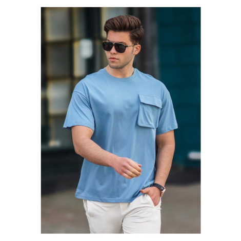 Madmext Men's Blue Pocket Detailed T-Shirt 5225