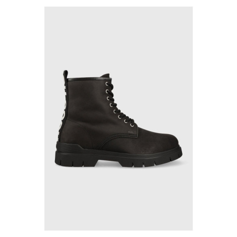 Semišové topánky HUGO Ryan pánske, čierna farba, 50498524 Hugo Boss