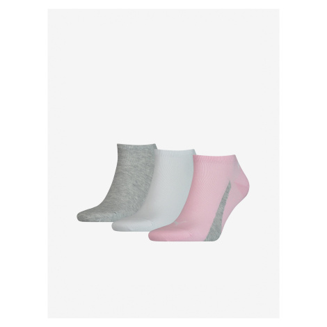 Sada troch párov ponožiek v šedej, bielej a ružovej farbe Puma