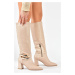 Fox Shoes Nude Women's Thick Heeled Boots