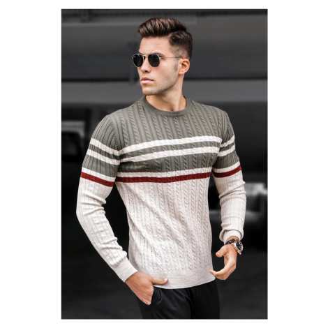Madmext Khaki Crew Neck Sweater 5197