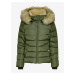 Khaki ladies quilted jacket with artificial fur ONLY New Camilla - Women