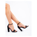Pekné dámske čierne sandále na širokom podpätku