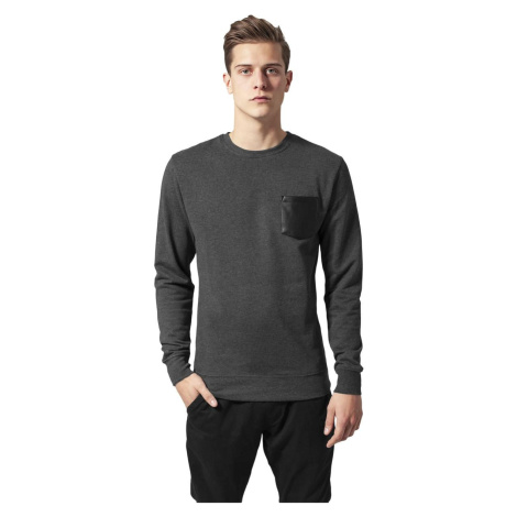 Contrasting Charcoal/Leather Crewneck Pocket Urban Classics