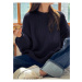 13242 Dewberry Oversize Women Sweater-NAVY