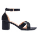 Pekné čierne dámske sandále na širokom podpätku