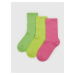Sada troch párov detských ponožiek v neónovo-ružovej, žltej a zelenej farbe GAP