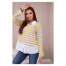 Striped cotton blouse with collar yellow+grey