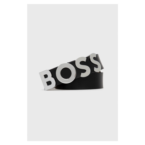 Kožený opasok BOSS dámsky, čierna farba Hugo Boss