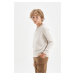 DEFACTO Boy's Beige Crew Neck Basic Plain School Sweatshirt